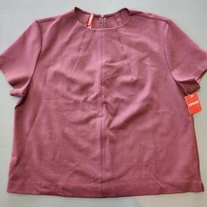 Spanx NWT Chianti/Burgundy The Perfect Funnel Short Sleeve Top Size XL Business